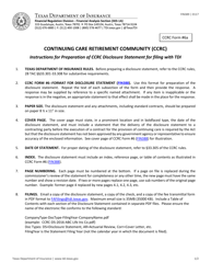 Document preview: Instructions for Form FIN388, CCRC Form 6 Format for Disclosure Statement - Texas