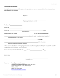 Form FIN427 (R-1) Submission for Reinsurance Accreditation - Texas, Page 2