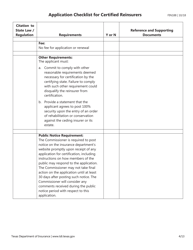Form FIN188 &quot;Application Checklist for Certified Reinsurers (Initial and Renewal Applications)&quot; - Texas, Page 4