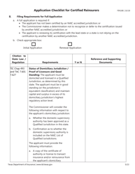 Form FIN188 &quot;Application Checklist for Certified Reinsurers (Initial and Renewal Applications)&quot; - Texas, Page 5