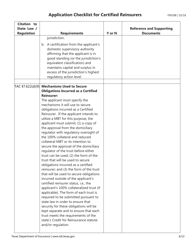 Form FIN188 &quot;Application Checklist for Certified Reinsurers (Initial and Renewal Applications)&quot; - Texas, Page 6