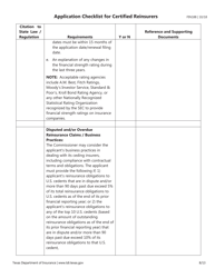 Form FIN188 &quot;Application Checklist for Certified Reinsurers (Initial and Renewal Applications)&quot; - Texas, Page 8