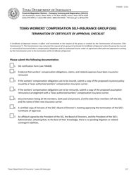 Document preview: Form FIN469 Texas Workers' Compensation Self-insurance Group (Sig) Termination of Certificate of Approval Checklist - Texas