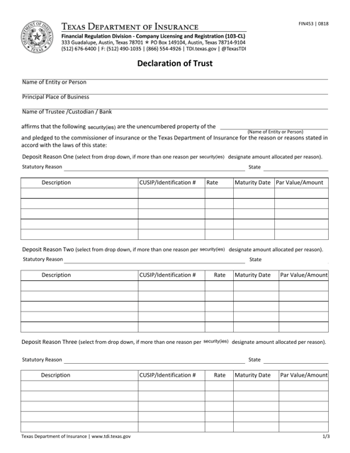 Form FIN453  Printable Pdf