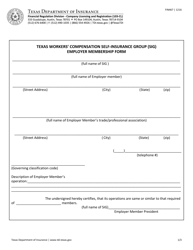 Document preview: Form FIN467 Texas Workers' Compensation Self-insurance Group (Sig) Employer Membership Form - Texas