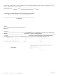 Form FIN492 Application for Certificate of Authority to Do the Business of a Health Care Collaborative in the State of Texas - Texas, Page 3