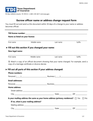 Form FINT01 &quot;Escrow Officer Name or Address Change Request Form&quot; - Texas