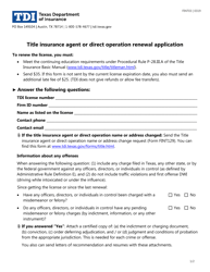 Document preview: Form FINT03 Title Insurance Agent or Direct Operation Renewal Application - Texas