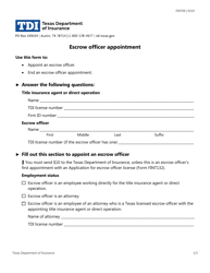Form FINT09 Escrow Officer Appointment - Texas