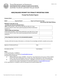Document preview: Form FIN593 HMO/Insurer Prompt Pay Penalty Reporting Form - Texas