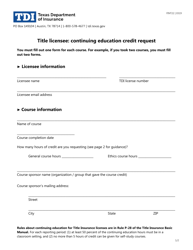 Document preview: Form FINT22 Title Licensee: Continuing Education Credit Request - Texas
