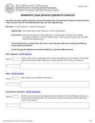 Document preview: Form LAC011 Nonprofit Legal Services Contracts Checklist - Texas