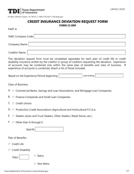 Document preview: Form LAH321 (CI-DRF) Credit Insurance Deviation Request Form - Texas