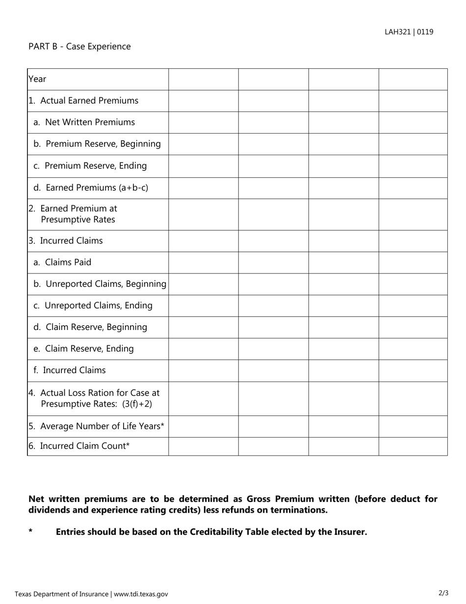 Form LAH321 (CI-DRF) Credit Insurance Deviation Request Form - Texas, Page 2