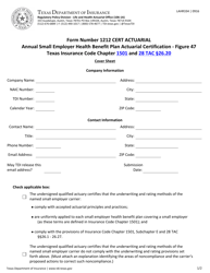 Form 334 Form Number 1212 Cert Actuarial Annual Small Employer Health Benefit Plan Actuarial Certification - Figure 47 - Texas