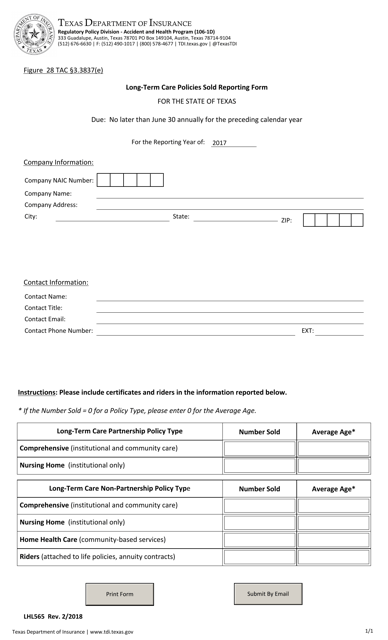 Form LHL565  Printable Pdf