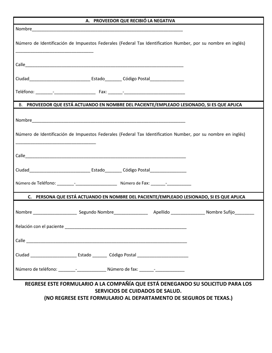 Formulario LHL009 Solicitud Para Una Revision Por Parte De Una Organizacion De Revision Independiente - Texas (Spanish), Page 3
