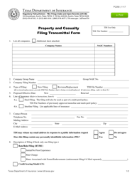 Form PC358 Property and Casualty Filing Transmittal Form - Texas