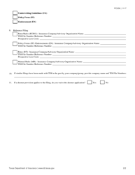 Form PC358 Property and Casualty Filing Transmittal Form - Texas, Page 2