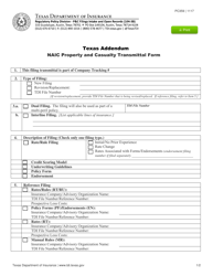 Document preview: Form PC359 Texas Addendum Naic Property and Casualty Transmittal Form - Texas