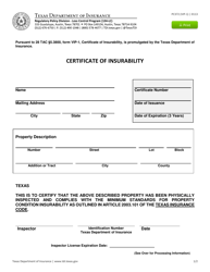 Form PC372 (VIP-1) Certificate of Insurability - Texas