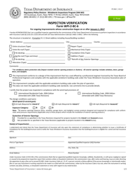 Form PC382 (WPI-2-BC-6) Inspection Verification - Texas