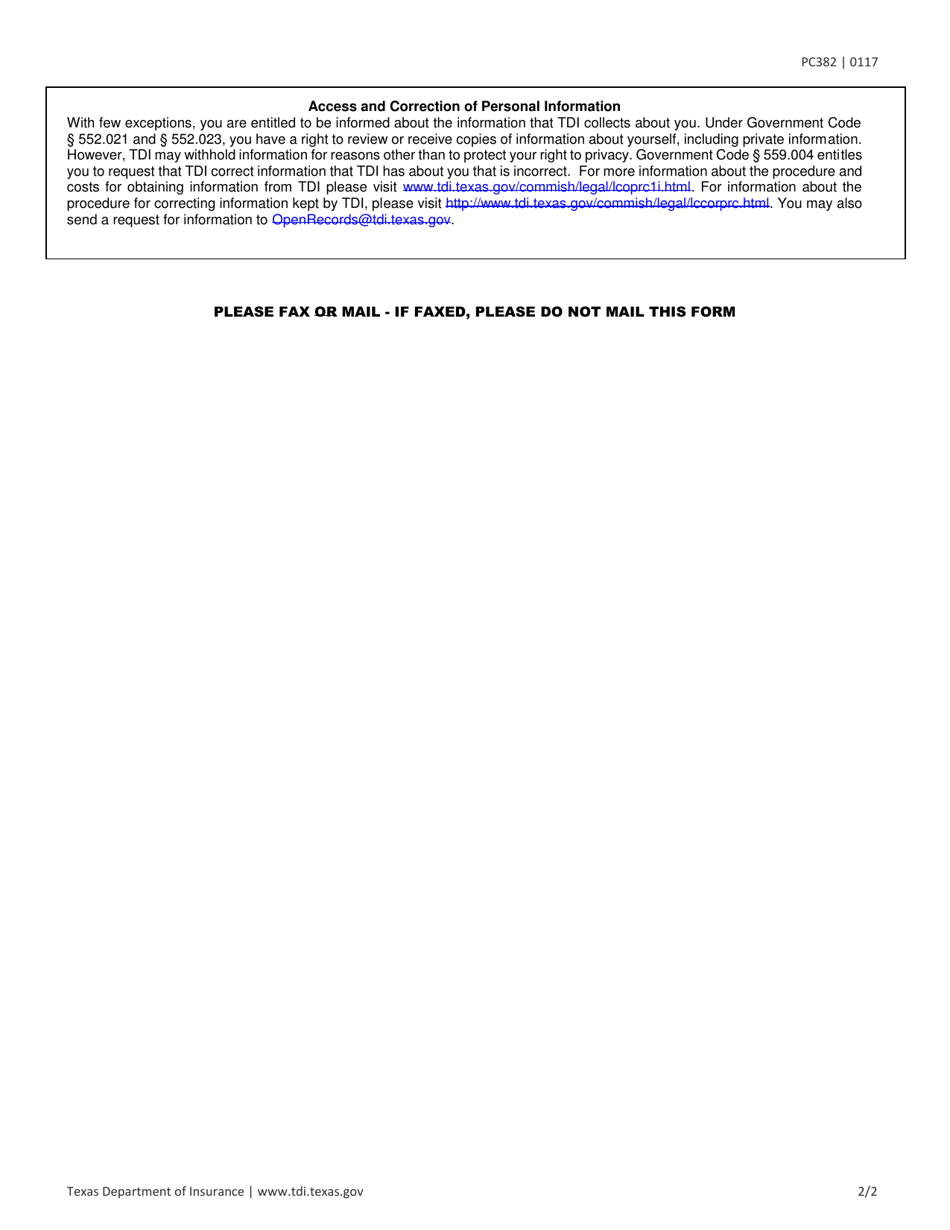 Form PC382 (WPI-2-BC-6) Inspection Verification - Texas, Page 2
