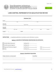 Document preview: Form PC390 Loss Control Representative Qualification Review - Texas