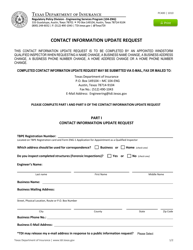 Form PC400 Contact Information Update Request - Texas