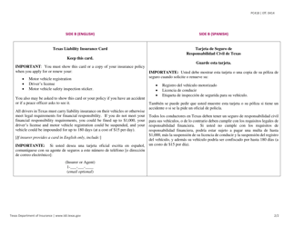 Form PC418 Prescribed Auto Id Card Form - Texas (English/Spanish), Page 2