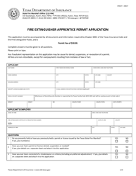 Form SF027 Fire Extinguisher Apprentice Permit Application - Texas