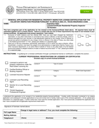 Form PC423 (VIP-6) Vip Renewal for Residential Property Inspector License/Certificate - Texas