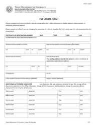 Form SF227 File Update Form - Texas