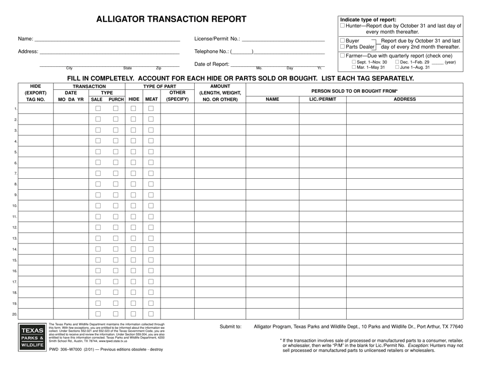 Form PWD306 - Fill Out, Sign Online and Download Printable PDF, Texas ...