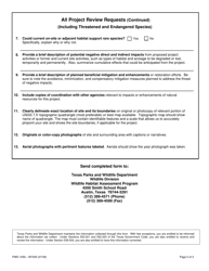 Form PWD1059 All Project Review Requests (Including Threatened and Endangered Species) - Texas, Page 2