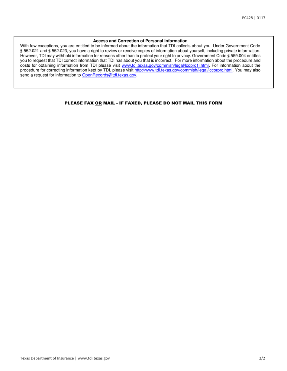 Form PC428 (WPI-2-BC-5) Inspection Verification - Texas, Page 2