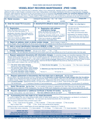 Document preview: Form PWD143M Vessel/Boat Records Maintenance - Texas