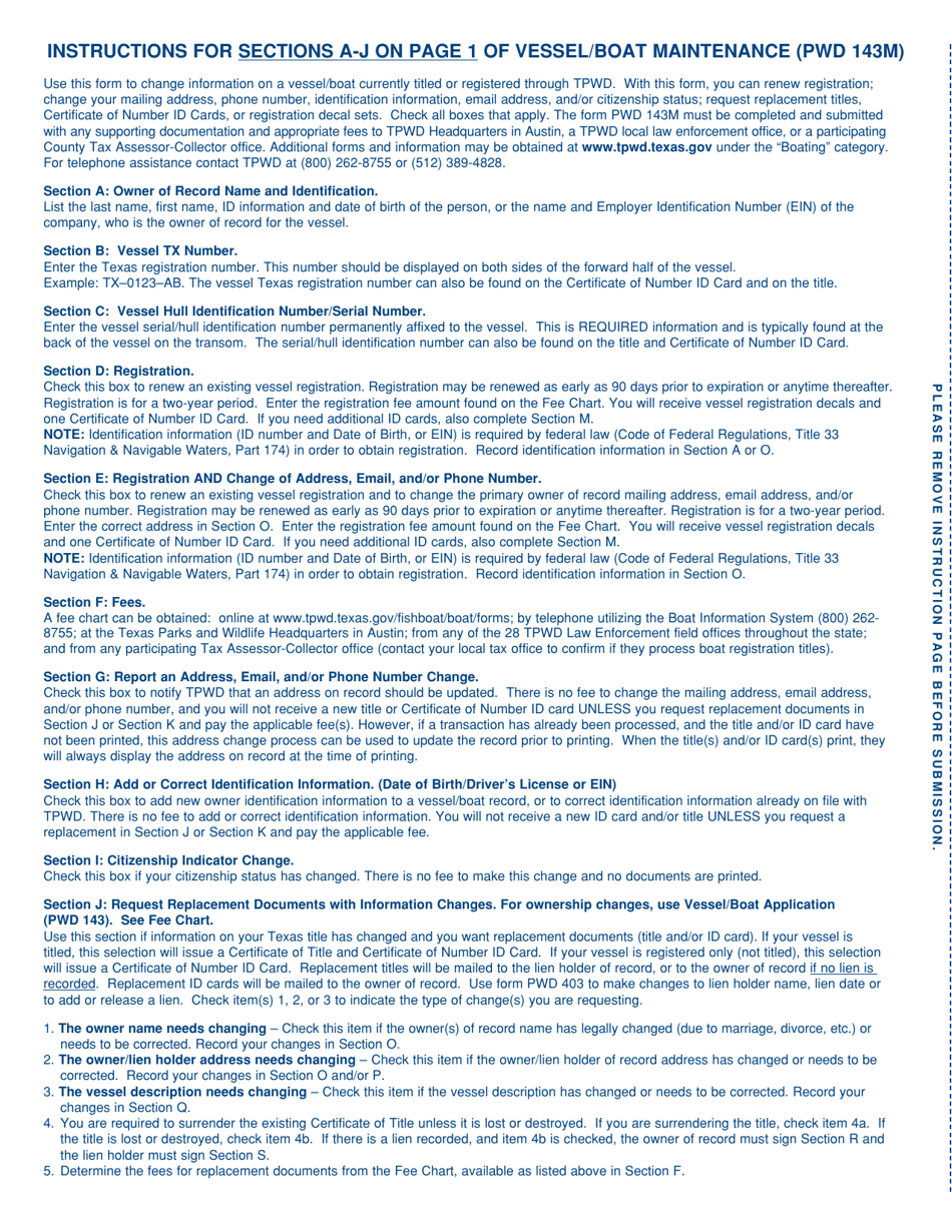 Form PWD143M Vessel / Boat Records Maintenance - Texas, Page 4