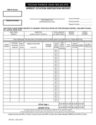 Form PWD460 Arrest Citation Disposition Report - Texas