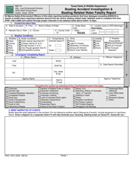 Form PWD1303 L2000 Boating Accident Investigation &amp; Boating Related Water Fatality Report - Texas