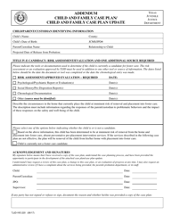 Document preview: Form TJJD-IVE-220 Child and Family Case Plan/Child and Family Case Plan Update - Texas