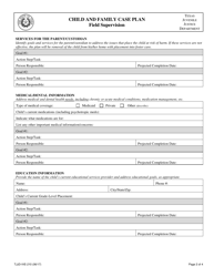 Form TJJD-IVE-210 Child and Family Case Plan, Field Supervision - Texas, Page 2