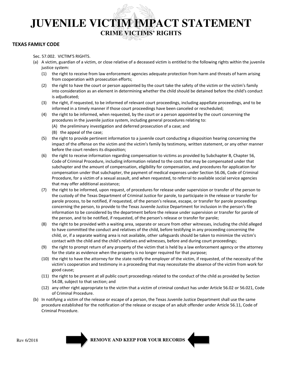 Juvenile Victim Impact Statement Packet - Texas, Page 7