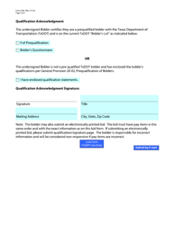 Form 2506 Bid Form - Texas, Page 3