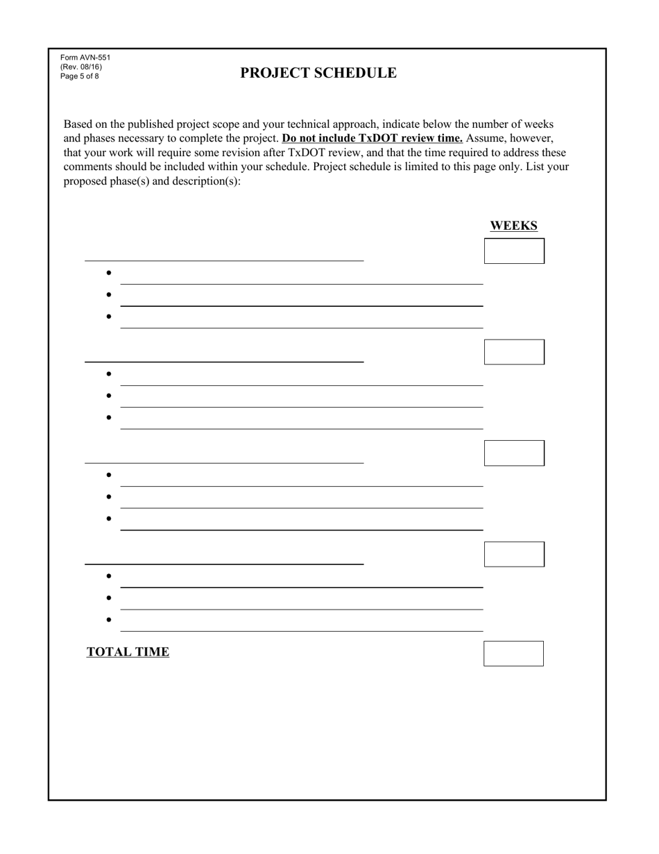 Form AVN-551 Qualifications for Aviation Planning Services - Texas, Page 5