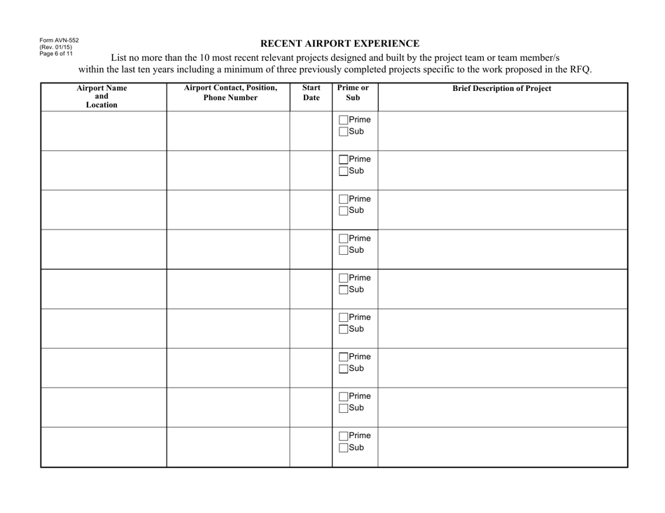 Form AVN-552 Request for Qualifications Design Build Services - Texas, Page 6