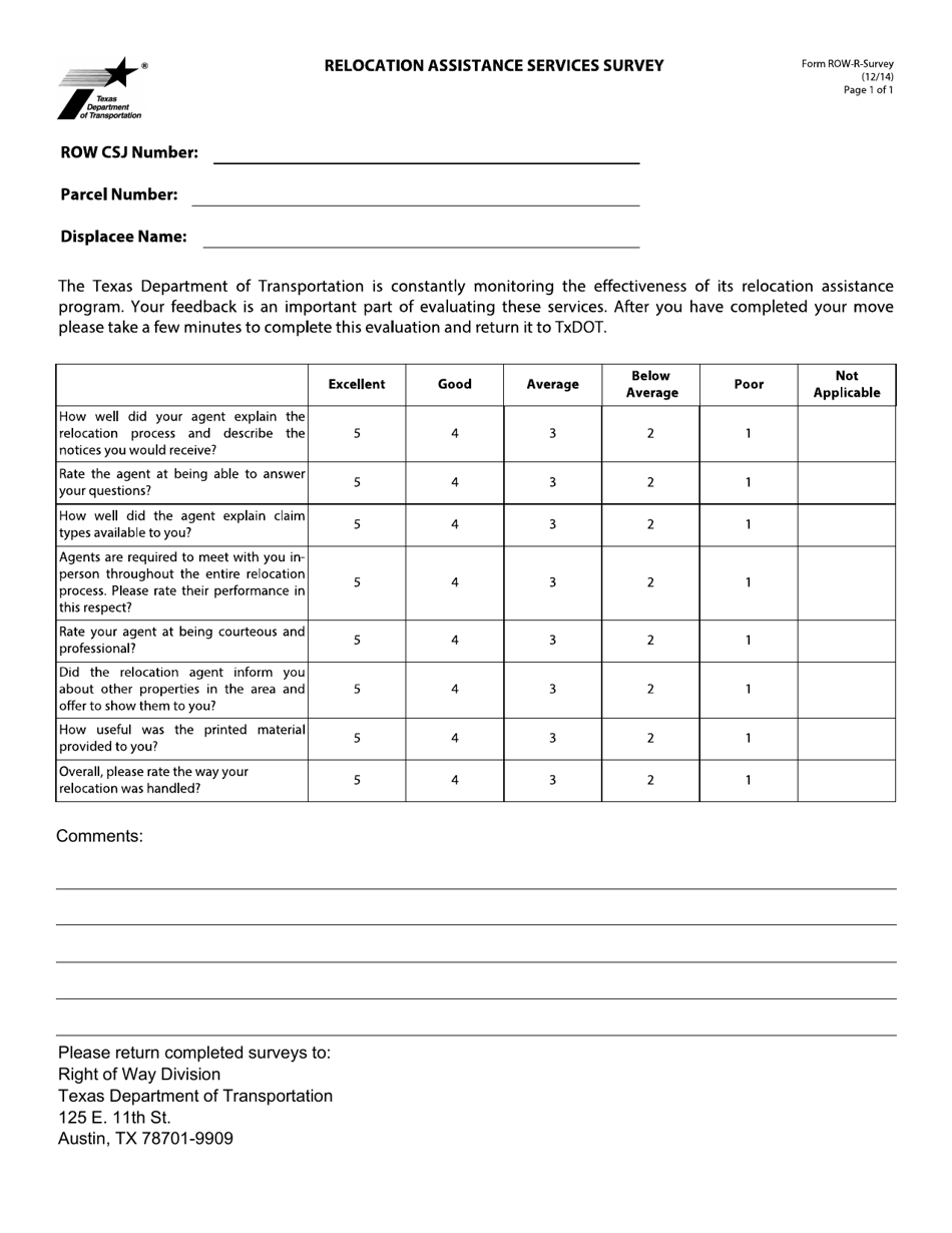 Form ROW-R-SURVEY - Fill Out, Sign Online and Download Fillable PDF ...