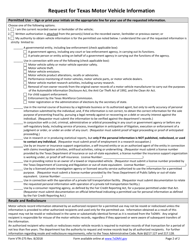 Form VTR-275 Request for Texas Motor Vehicle Information - Texas, Page 2