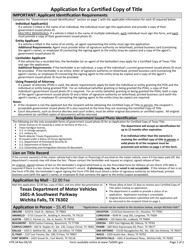 Form VTR-34 Application for a Certified Copy of Title - Texas, Page 2