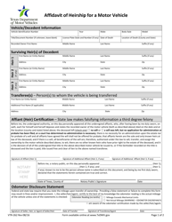 Form VTR-262 Affidavit of Heirship for a Motor Vehicle - Texas